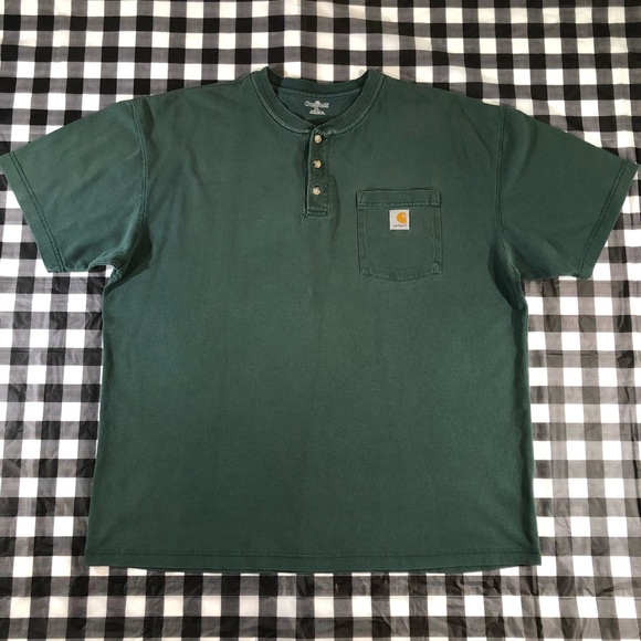 Carhartt Other - Carhartt Distressed Faded Button Up Pocket Green T